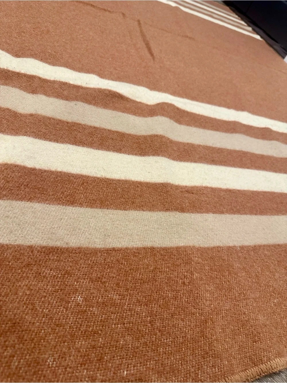 Vintage Baron Woolen Mills Blanket in Muted Rose, Cream and Tan